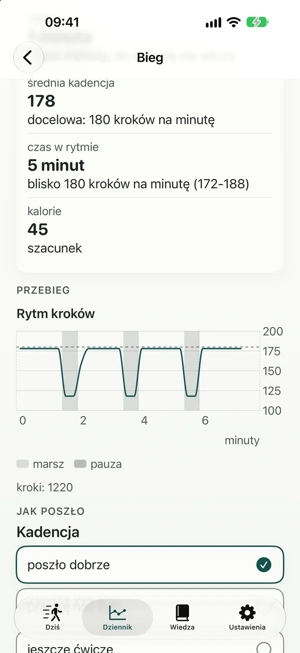 Przebieg biegu: rytm kroków